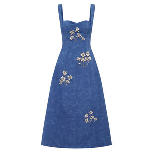 Beatrice Embellished Vegan Suede Midi Dress