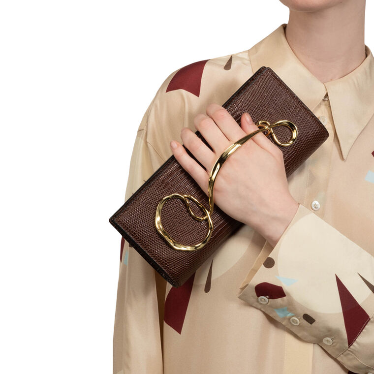 Twisted Gold Side Handle Clutch image number null