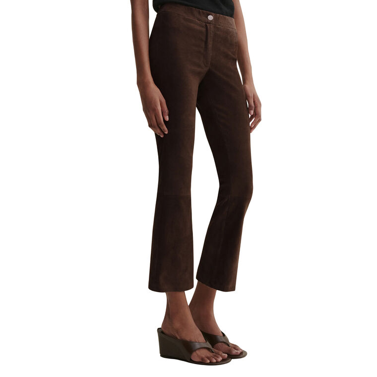 Lively Stretch Suede Cropped Flare Trousers image number null