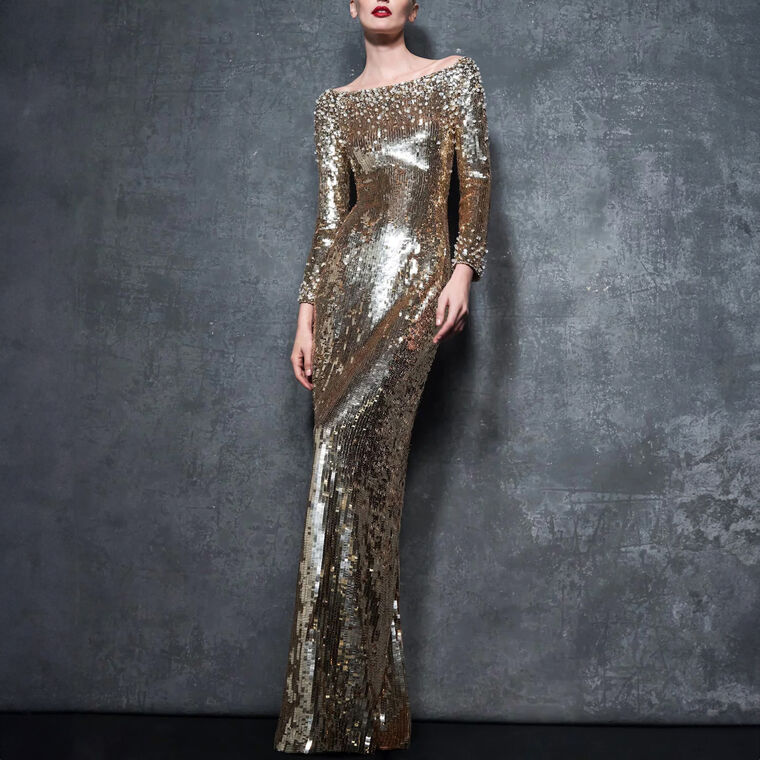 Ballroom Blitz Beaded Column Gown image number null