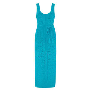 Bubble Pointelle Sleeveless Knit Midi Dress
