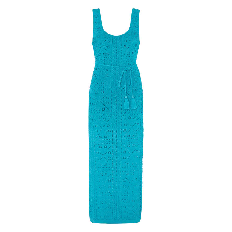 Bubble Pointelle Sleeveless Knit Midi Dress image number null