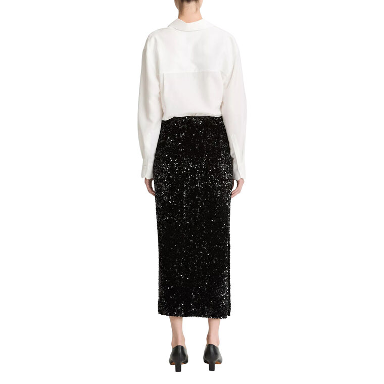 Sequined Velvet Column Skirt image number null