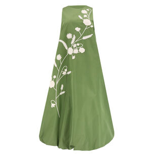 Corded Floral Embroidery Sleeveless Bubble Midi Dress