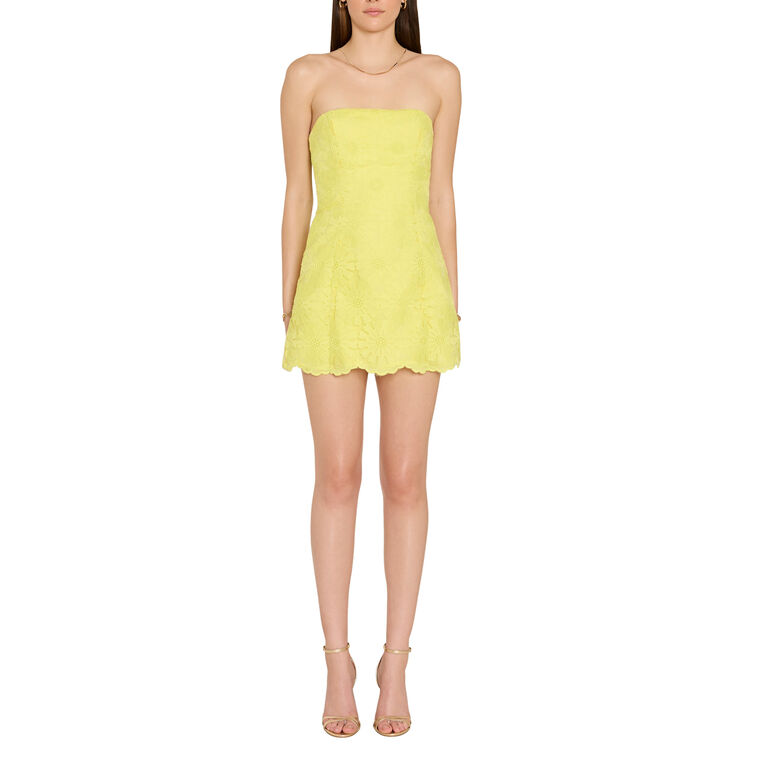 Daisy Strapless Scalloped Lace Hem Romper image number null