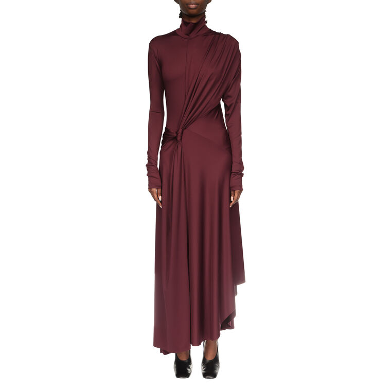 Twist Detail High Neck Long Sleeve Midi Dress image number null