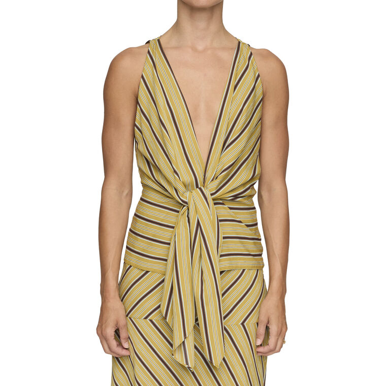 Elle Sleeveless V-Neck Tie-Front Striped Top image number null