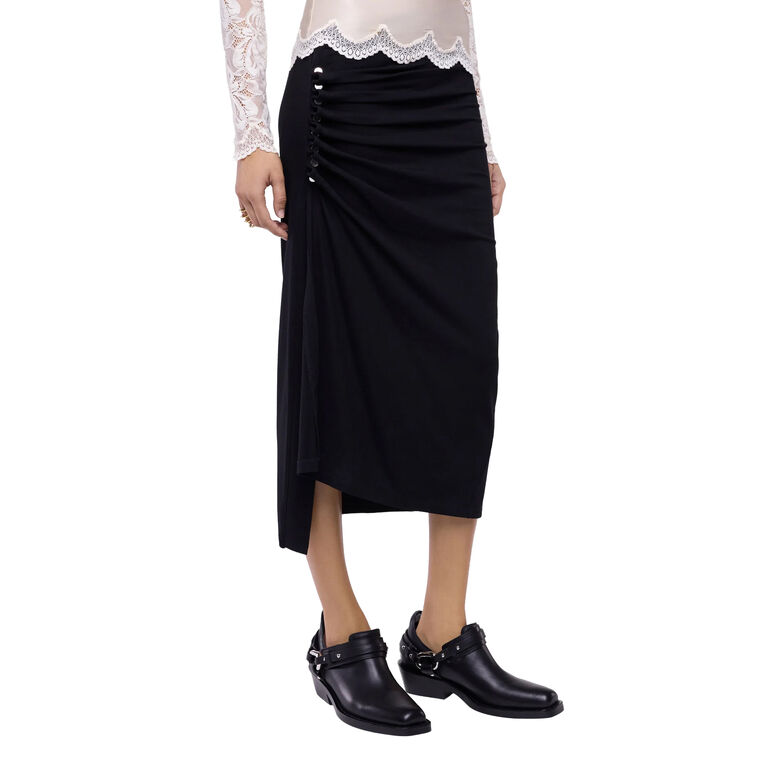 Ruched Jersey Draped Midi Skirt image number null