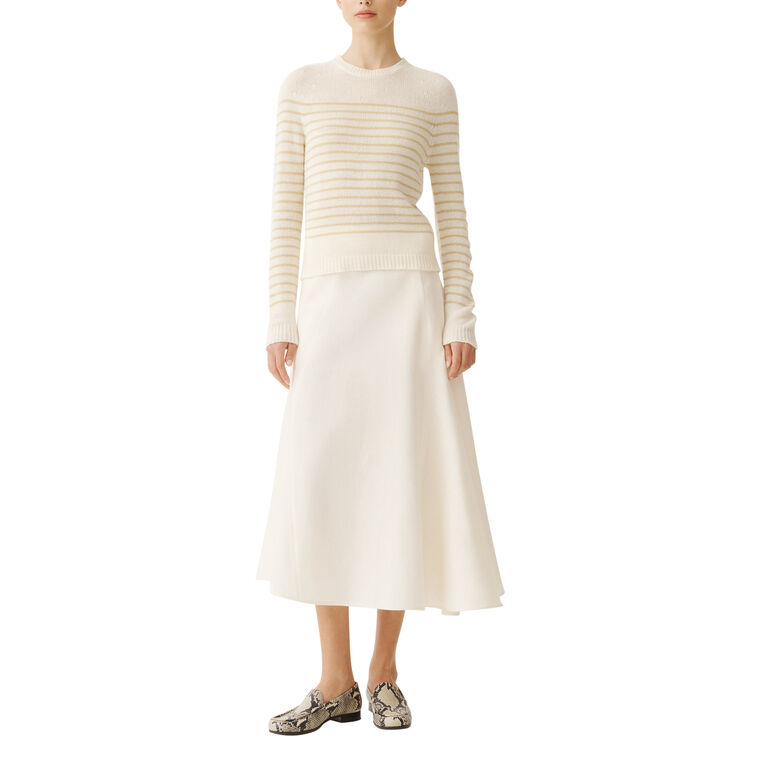 Striped Cashmere Gauzed Crewneck Sweater image number null