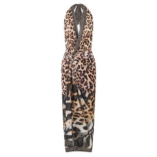 Side Twist Halterneck Jersey Midi Dress