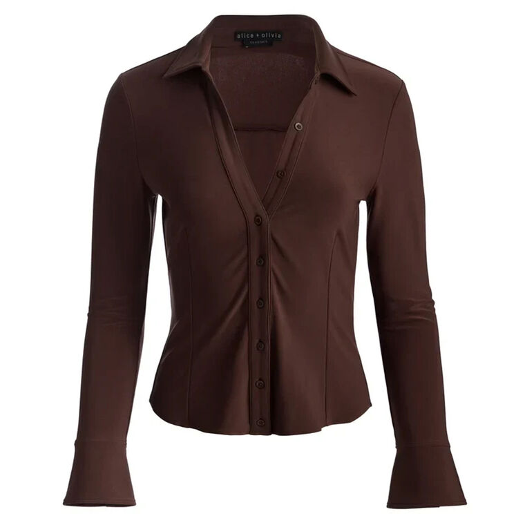Freya Fitted Nipped Waist Button Down Top image number null