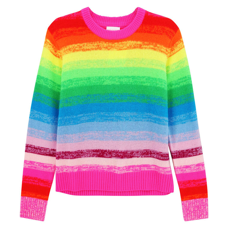Round Collar Candy-Colored Striped Sweater Round Collar Candy-Colored Striped Sweater