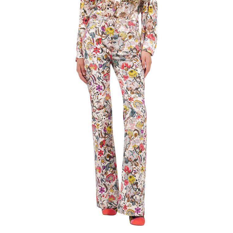 Flared Pants with Florentine Flowers Print image number null