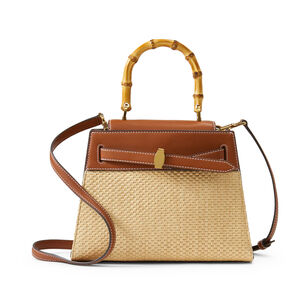Raffia Dash Top Handle Bag