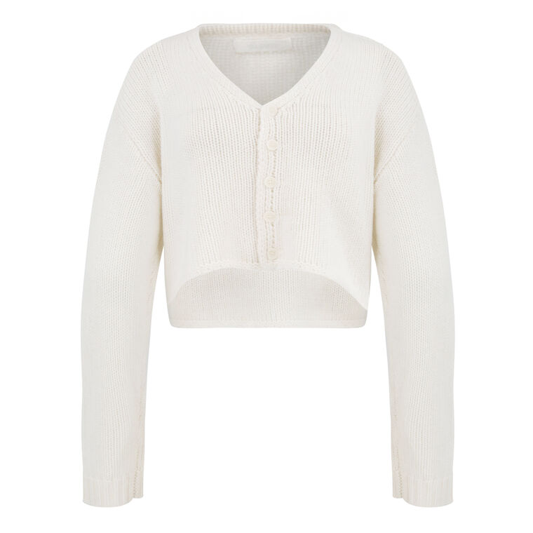 Bianco Cashmere Cropped V-Neck Cardigan image number null