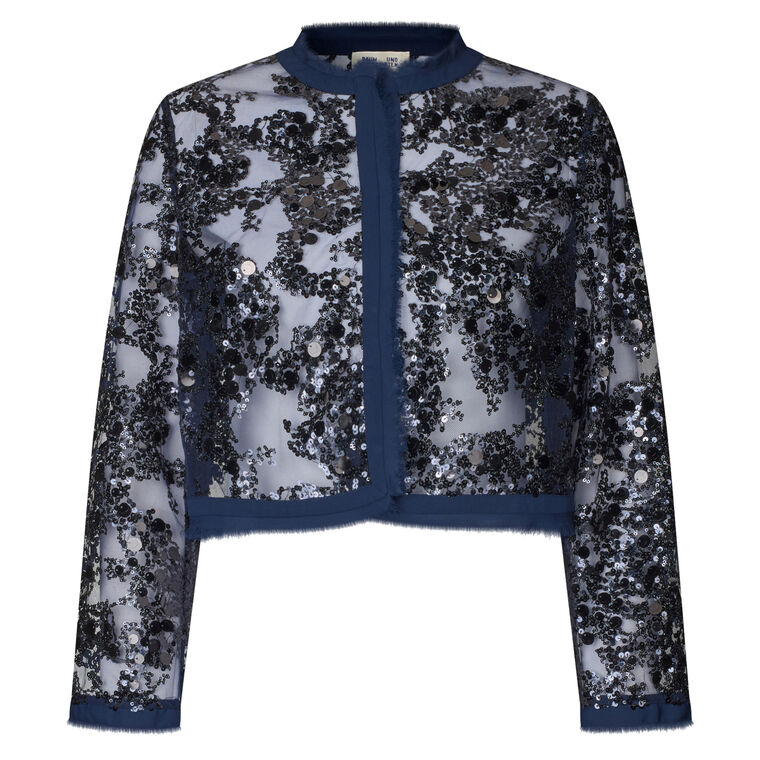Bethina Cropped Sheer Sequin Jacket image number null