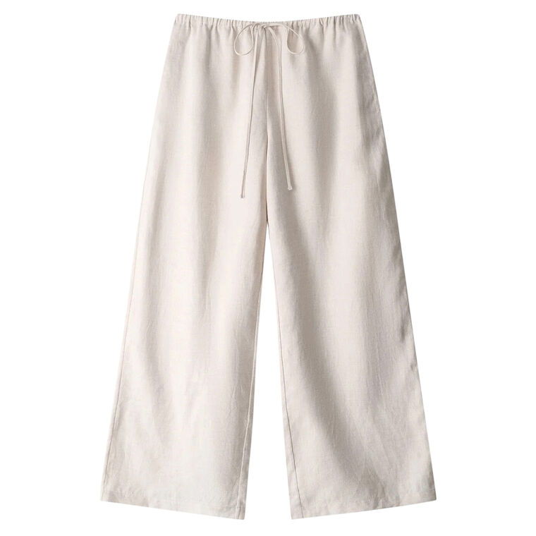 Mateo Linen Cropped Wide-Leg Pant image number null