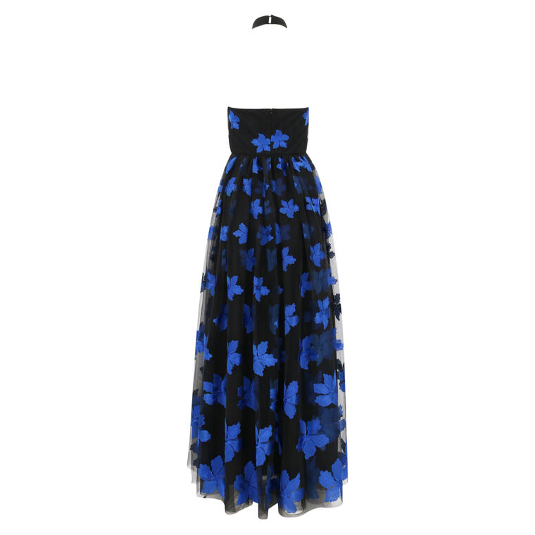 Claudette Floral Tulle Halter Gown image number null