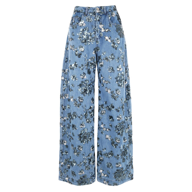 Sequin Embroidered Boyfriend Pants image number null