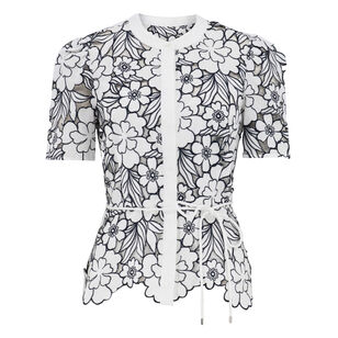 Bree Short Sleeve Embroidered Cutwork Top