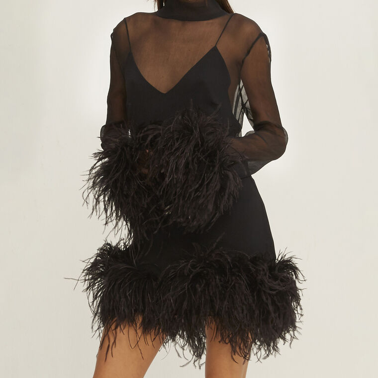 Gina Spirito Feather-Trim Dress image number null