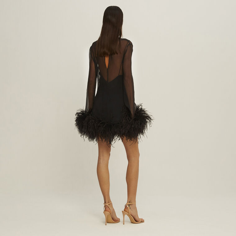 Gina Spirito Feather-Trim Dress image number null