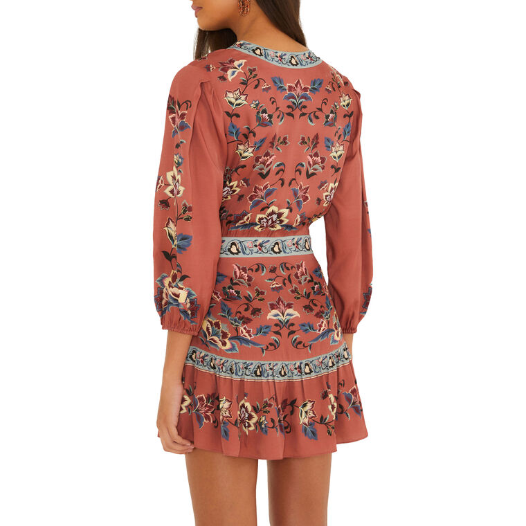 Floral Beauty Tapestry Wrap Mini Dress image number null