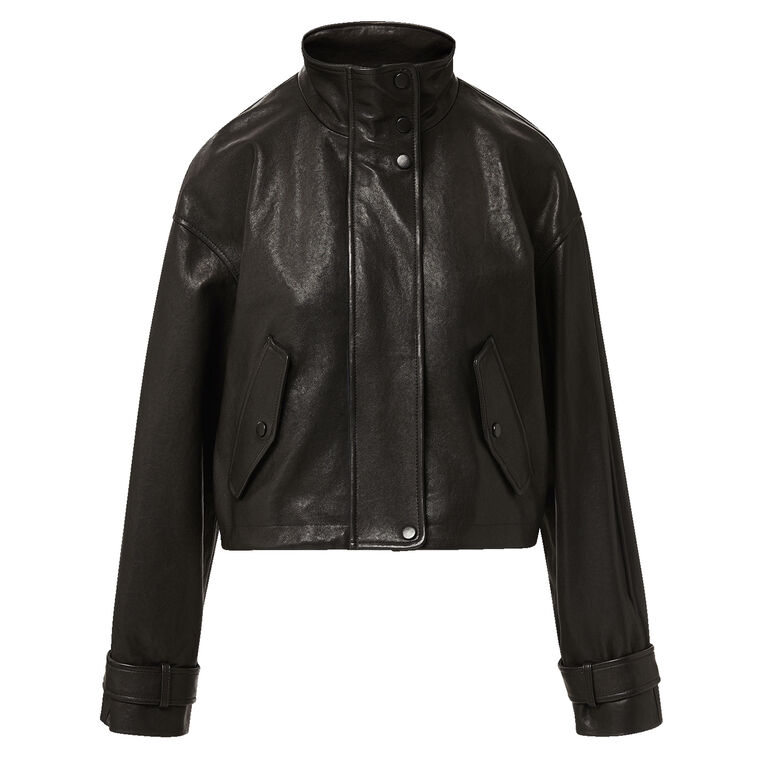 Bateman Cropped Leather Jacket image number null