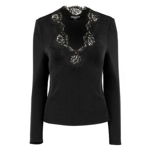 Lady Lace Combo Long Sleeve Top