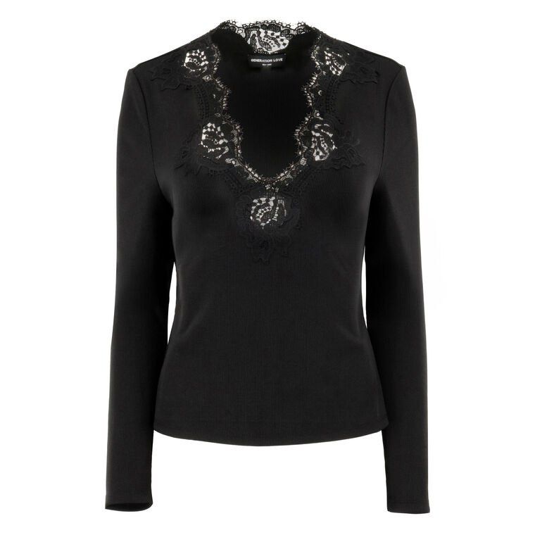 Lady Lace Combo Long Sleeve Top image number null