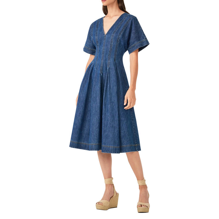 Ashe 2 Short Sleeve Denim Midi Dress image number null