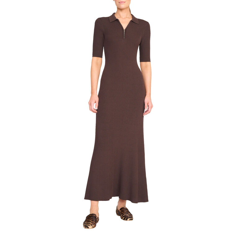 Roland Short-Sleeve Rib-Knit Midi Dress image number null