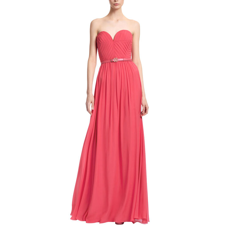 Heart Shaped Silk Long Dress image number null