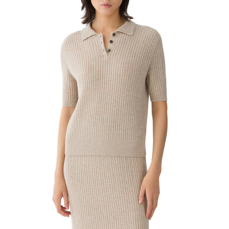 Cabled Polo Sweater image number null