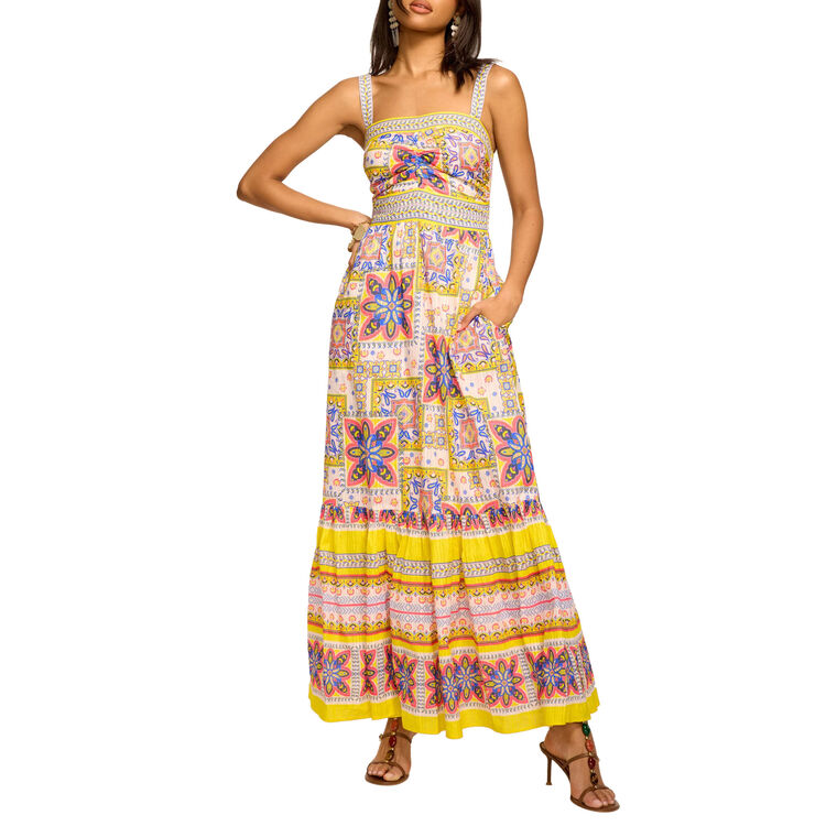 Alora Sleeveless Printed Cotton Maxi Dress image number null
