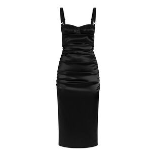 Ruched Bustier-Inspired Midi Dress