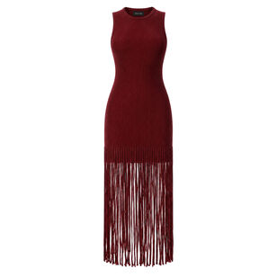 Margaux Sleeveless Racer Mini Dress With Fringe