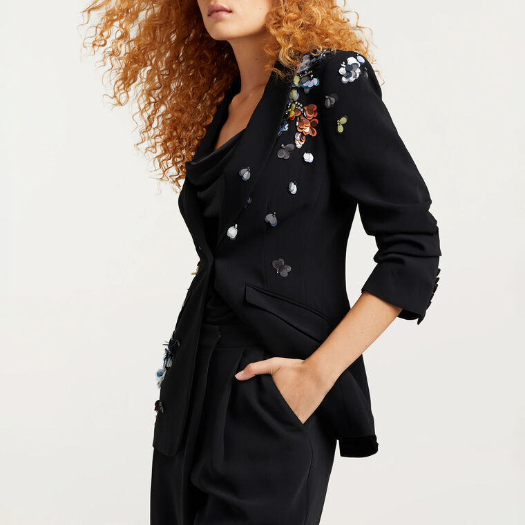 Sequin Flower Scrunched Cheyenne Blazer image number null