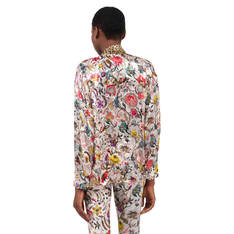 Long Sleeve Tie-Neck Blouse In Florentine Flowers Print image number null