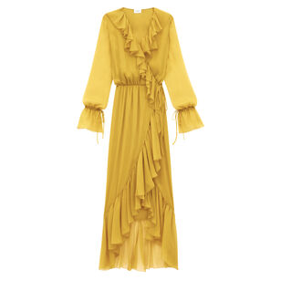 Ruffled Silk Wrap Dress