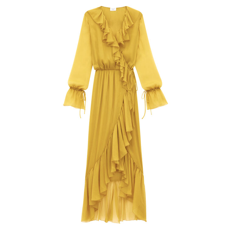 Ruffled Silk Wrap Dress image number null