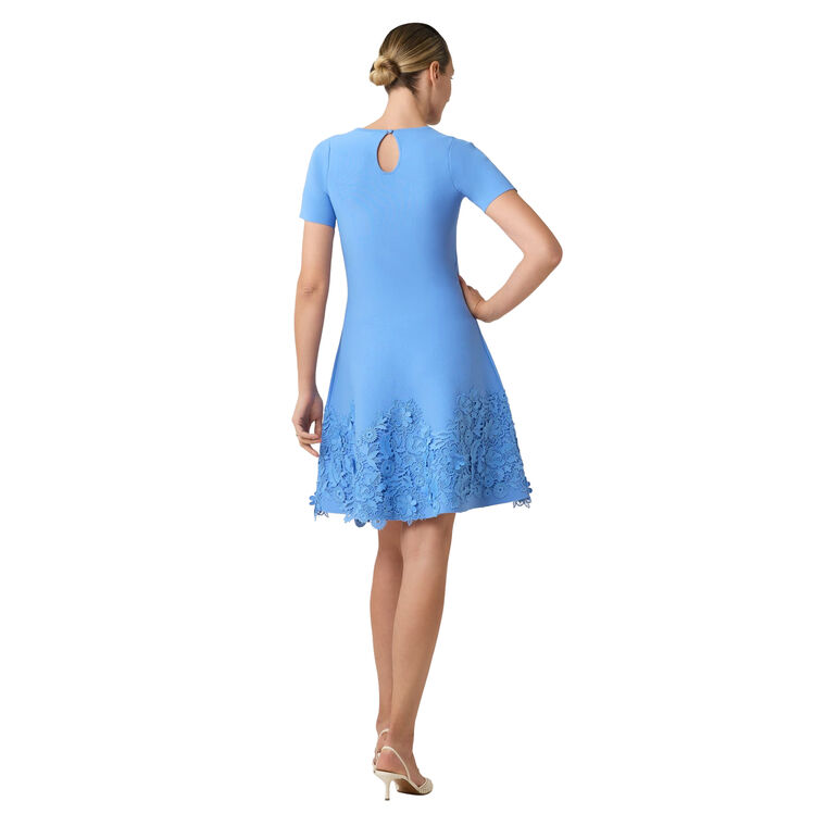 Short Sleeve Floral Applique Mini Dress image number null
