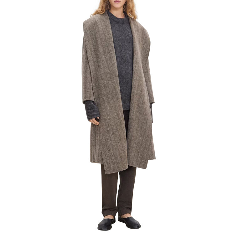 Lux Shawl Collar Herringbone Coat image number null
