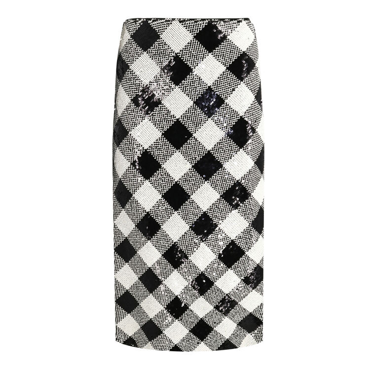 Allora Sequin Check Midi Skirt image number null