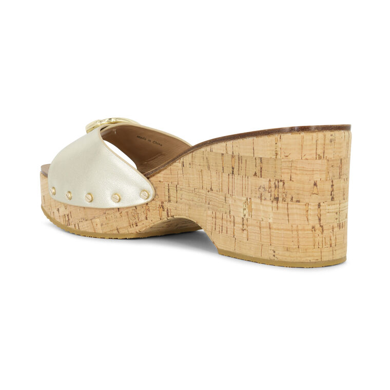 Dallas Metallic Leather Buckle Cork Sandal image number null