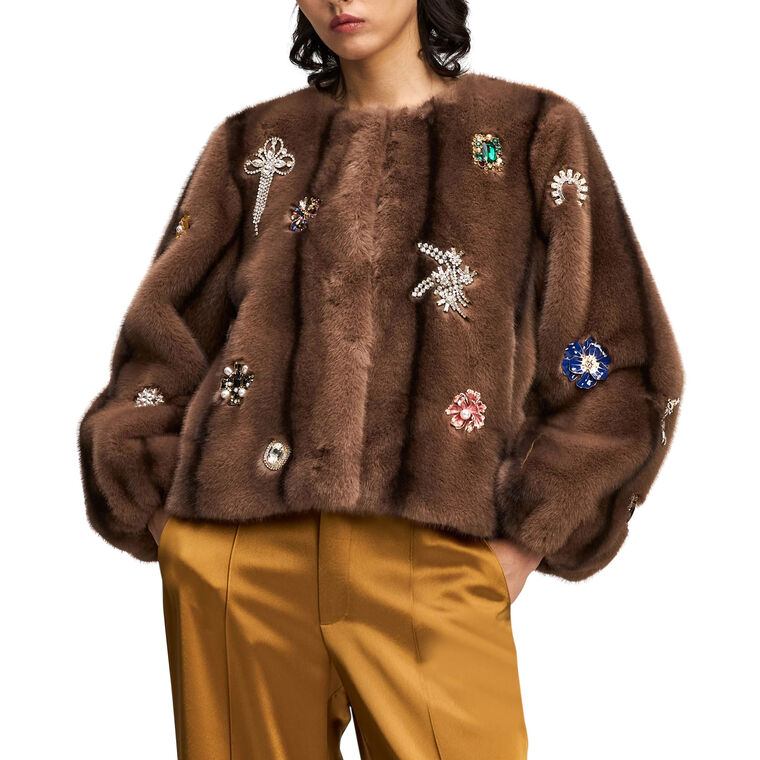 Benson Cropped Faux Mink Coat image number null