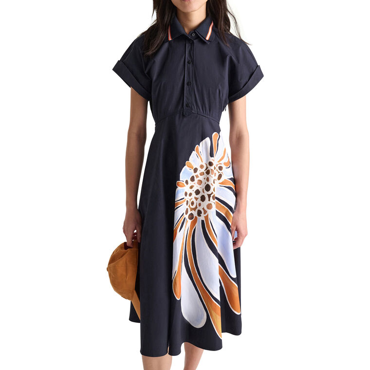 Floral Power Short Sleeve Midi Dress image number null