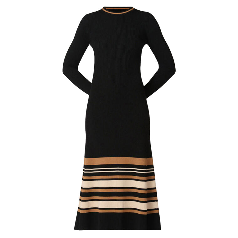 Landon Long Sleeve Ribbed Knit Midi Dress image number null