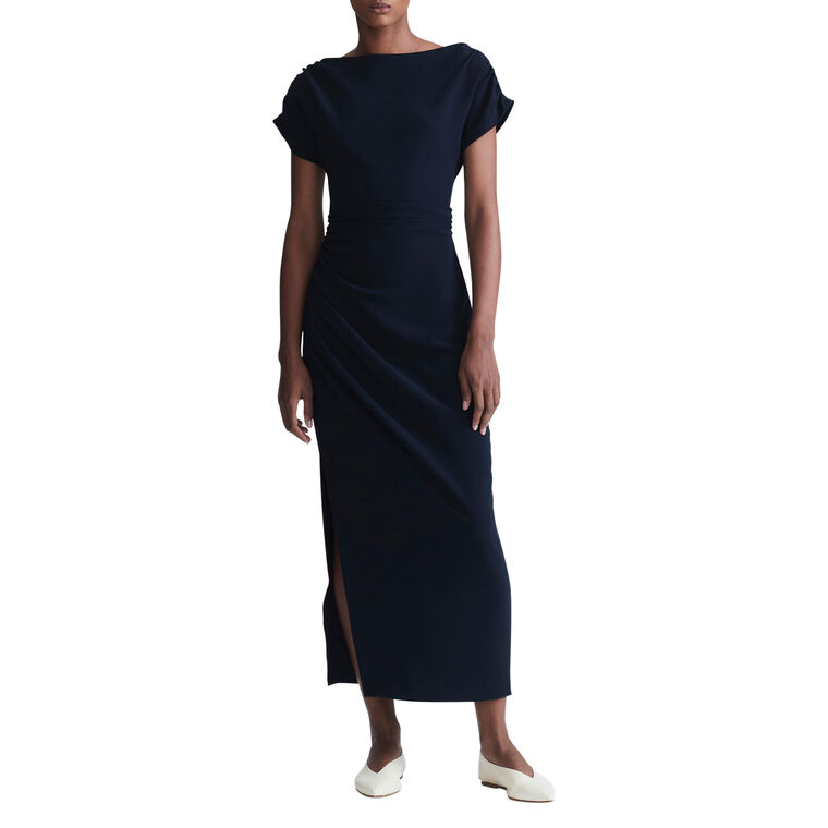 Ruched Bateau Neck Sheath Dress image number null