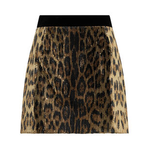 Sequin Leopard Print Mini Skirt